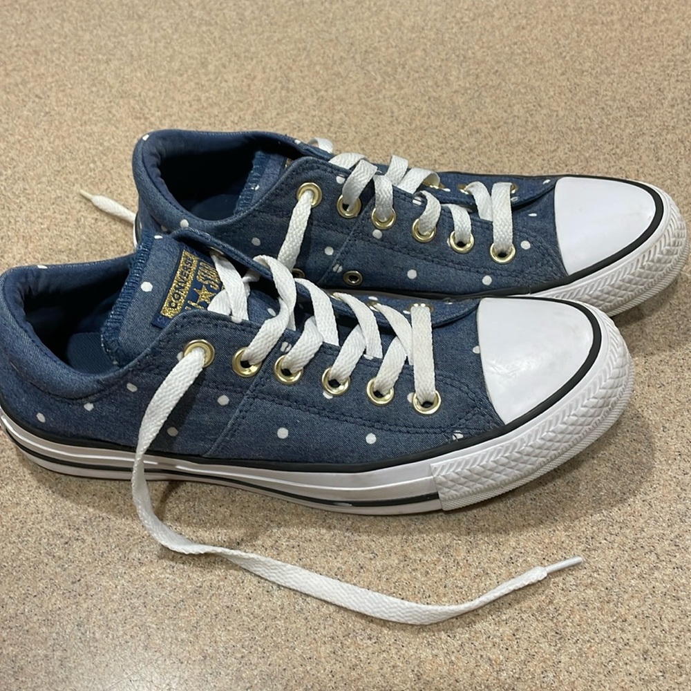 Converse All Star Blue Jean Color with White Polka Dots Size 7